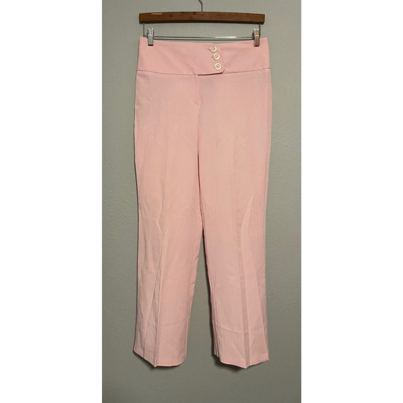 Vintage Juniors Trouser Pants Size 7 Pink Ribbed Flare Leg Preppy Career Y2K - Picture 1 of 8